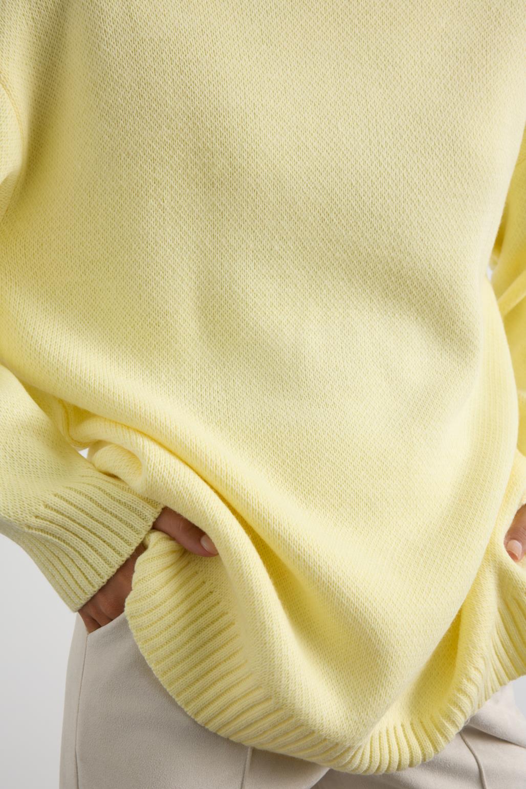 Bisiklet Yaka Basic Triko Kazak Sarı