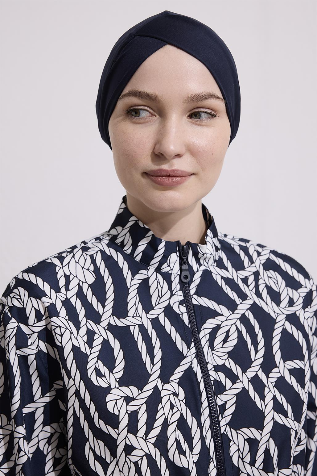 Kadın Lacivert Çapraz Yüzücü Bone