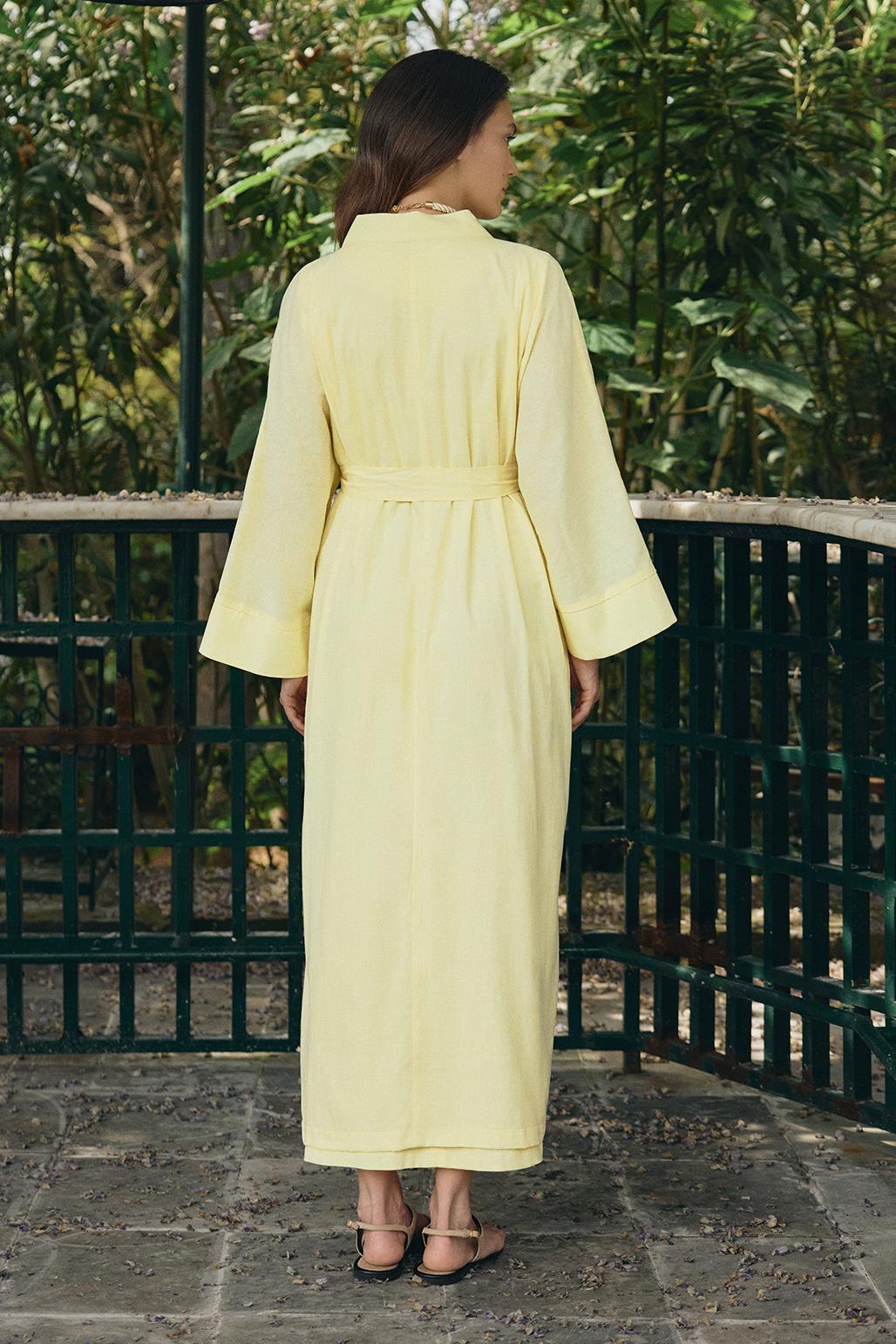 Sarı İkili Abaya Set Modeli