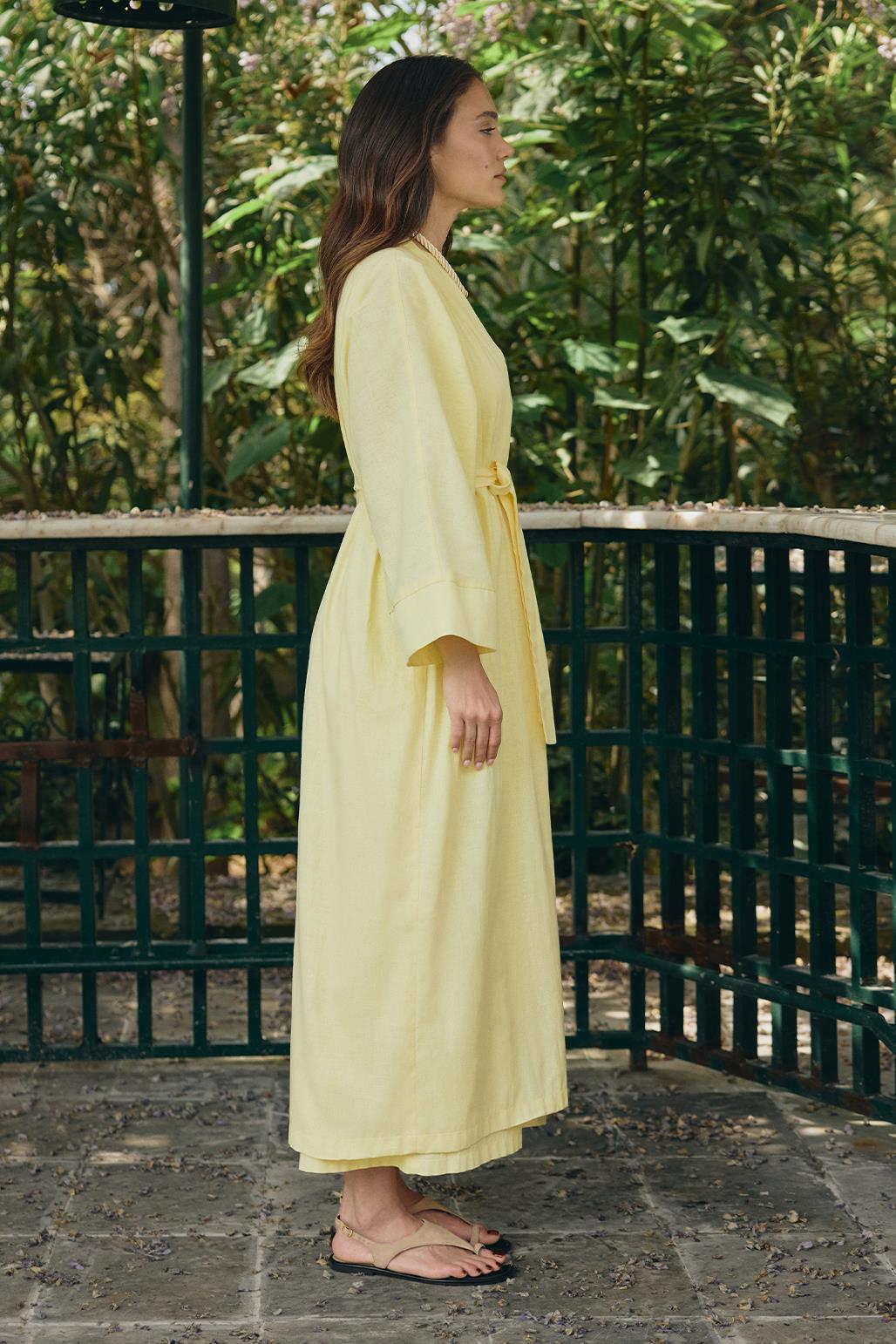 Sarı Renk İkili Abaya Takım Modeli