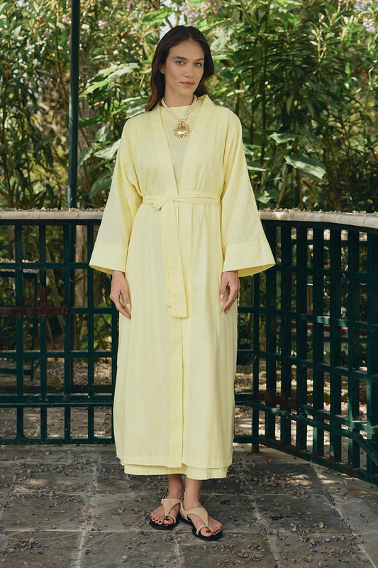 İkili Abaya Takım Sarı