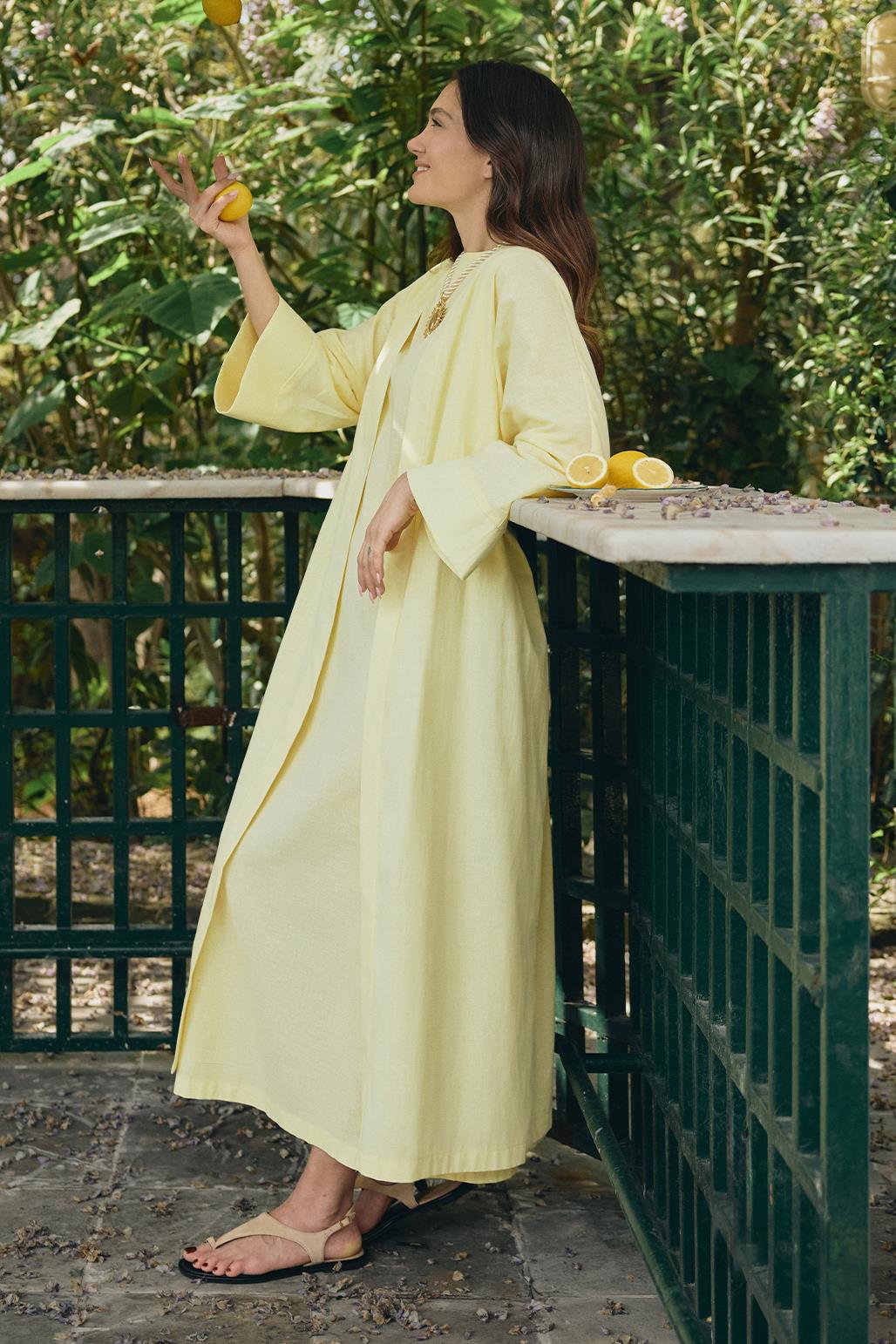 Sarı İkili Abaya Takım