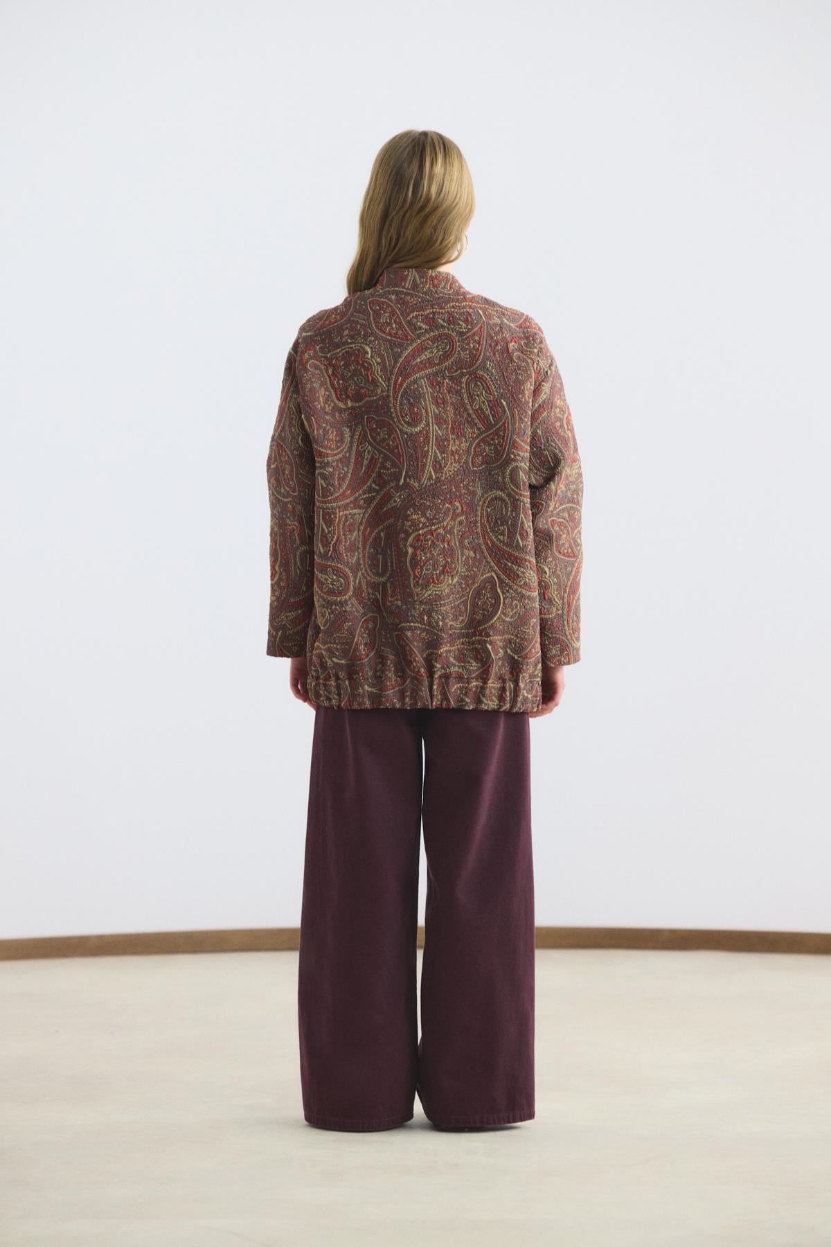 Desenli Jakar Bomber Ceket Kahverengi