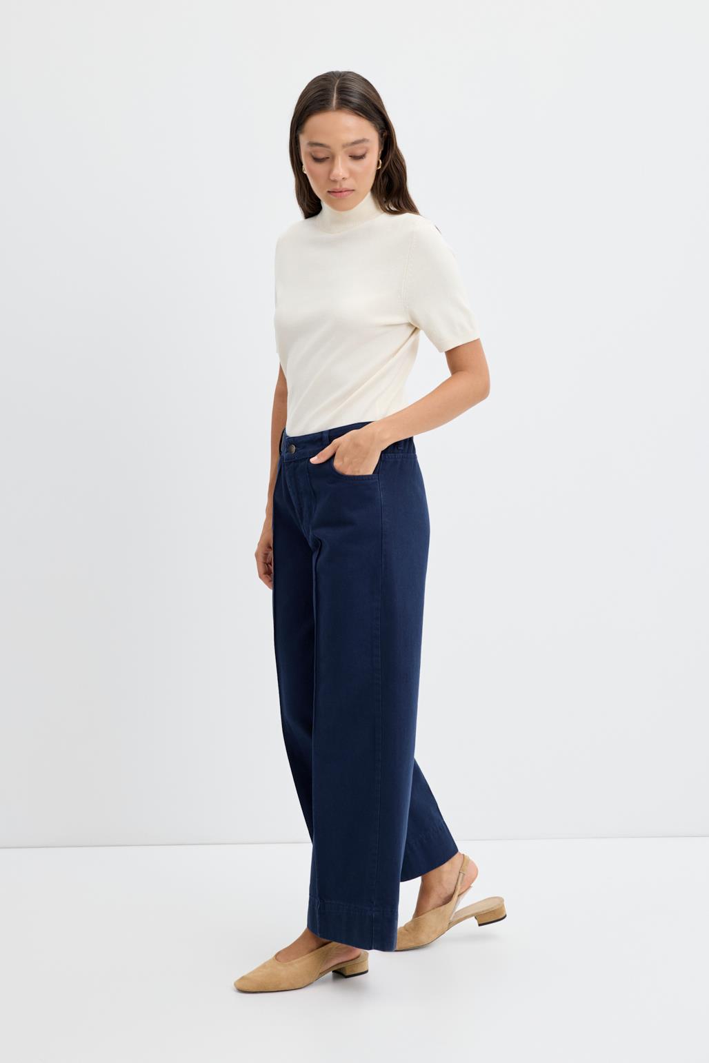 Double Paça Gabardin Pantolon Lacivert
