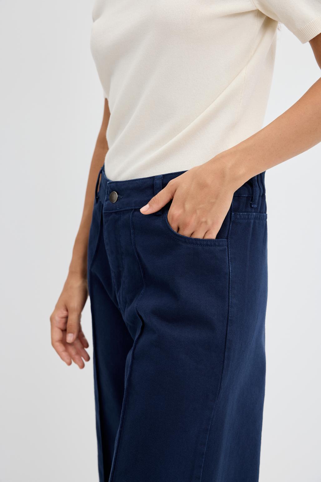 Double Paça Gabardin Pantolon Lacivert