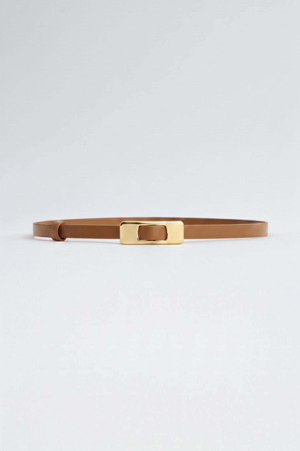 Gold Dikdörtgen Tokalı Kemer Taba