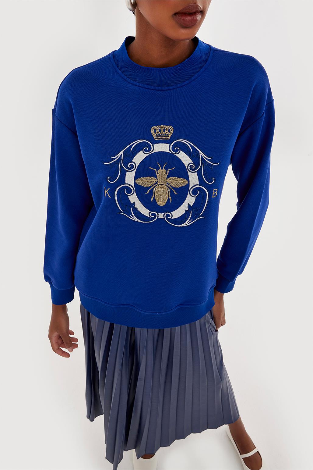 Gold Nakışlı Hoodie Sweatshirt Saks