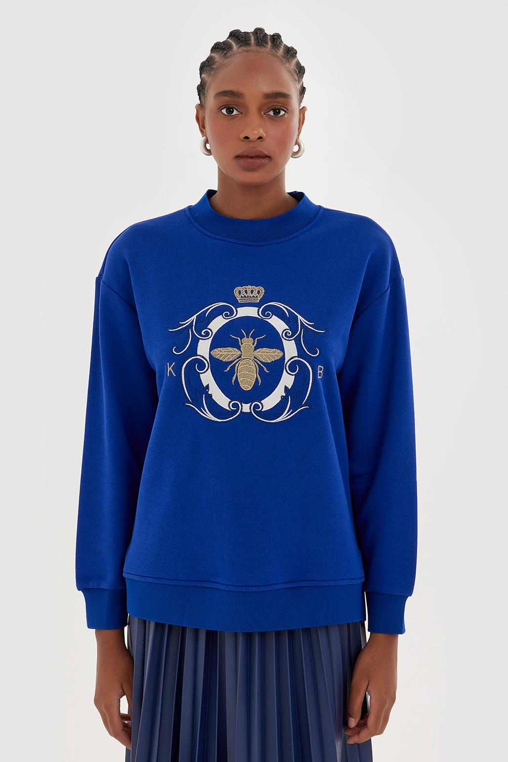 Gold Nakışlı Hoodie Sweatshirt Saks