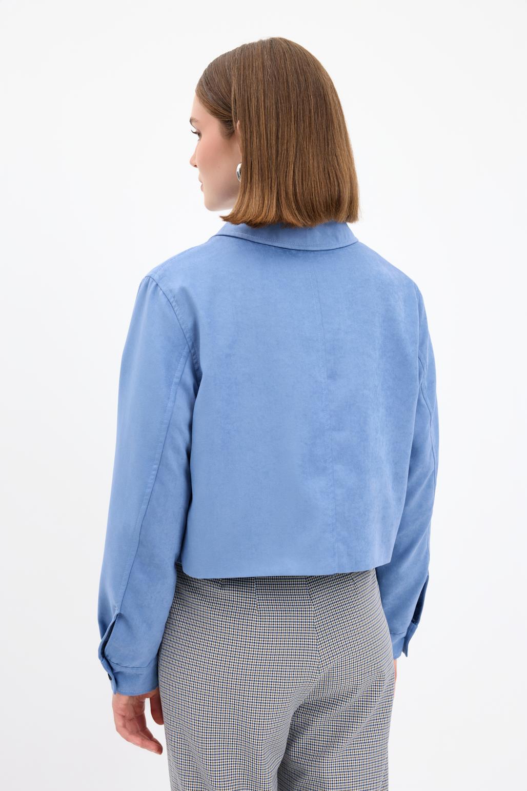 Kısa Süet Ceket Mavi