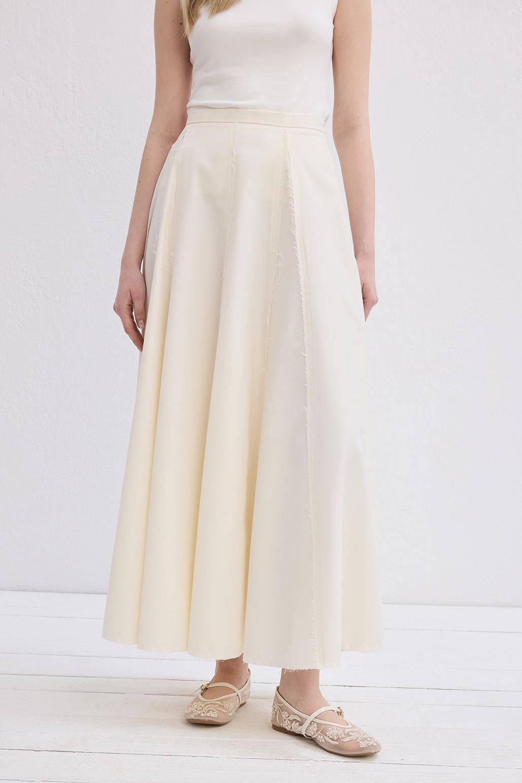 Dikiş Detaylı Etek Liana Ekru Modeli
