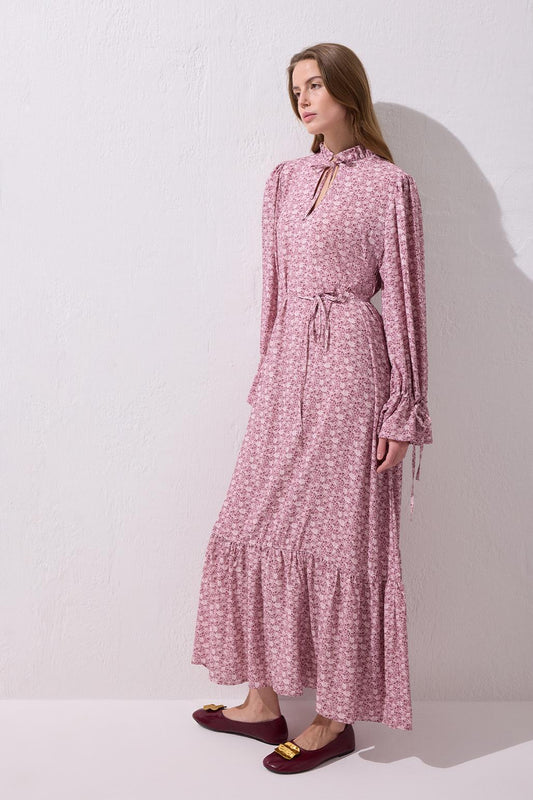 Gül Kurusu Renk Viskon Uzun Elbise