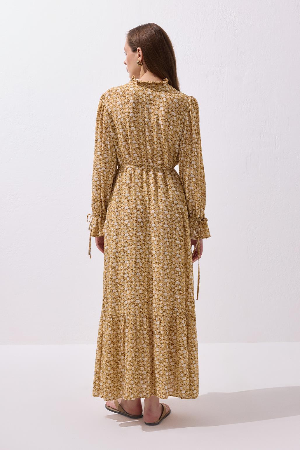 Lou Marka Sarı Viskon Uzun Elbise