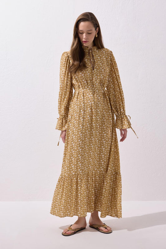 Kadın Sarı Lou Viskon Uzun Elbise