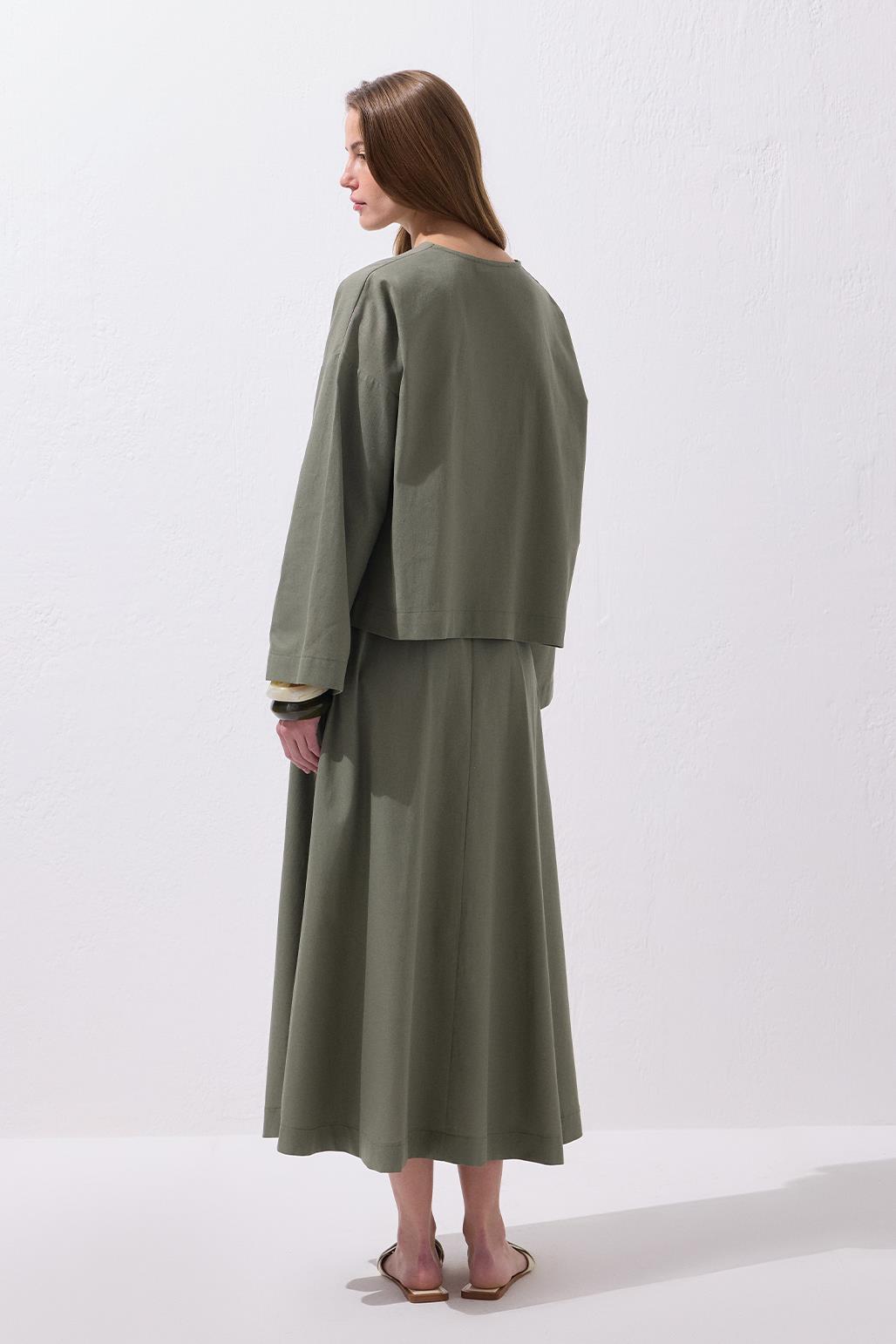 Lune Keten Gömlek Etek Takım Yeşil