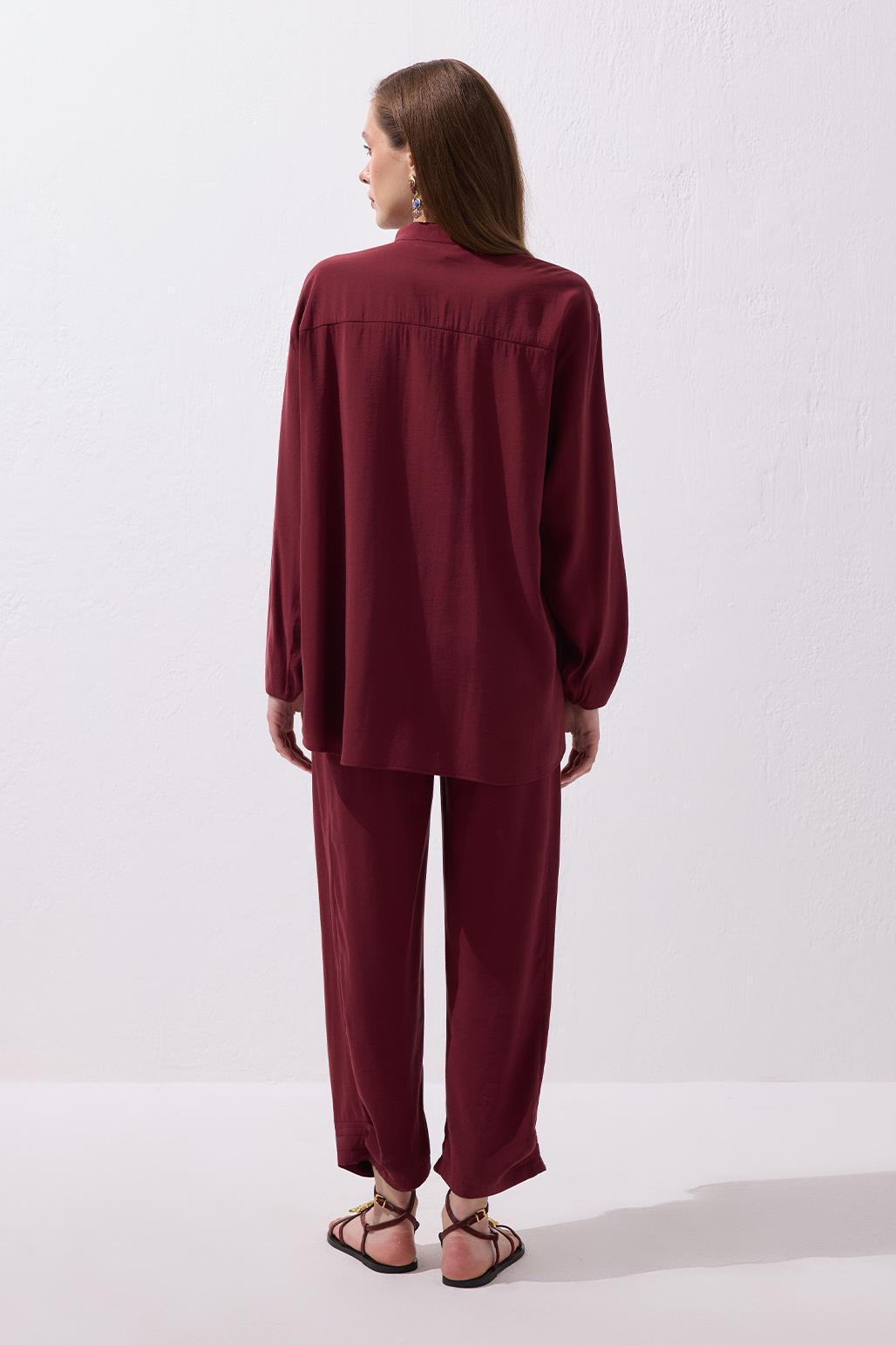 Merly Gömlek Pantolon Takım Bordo