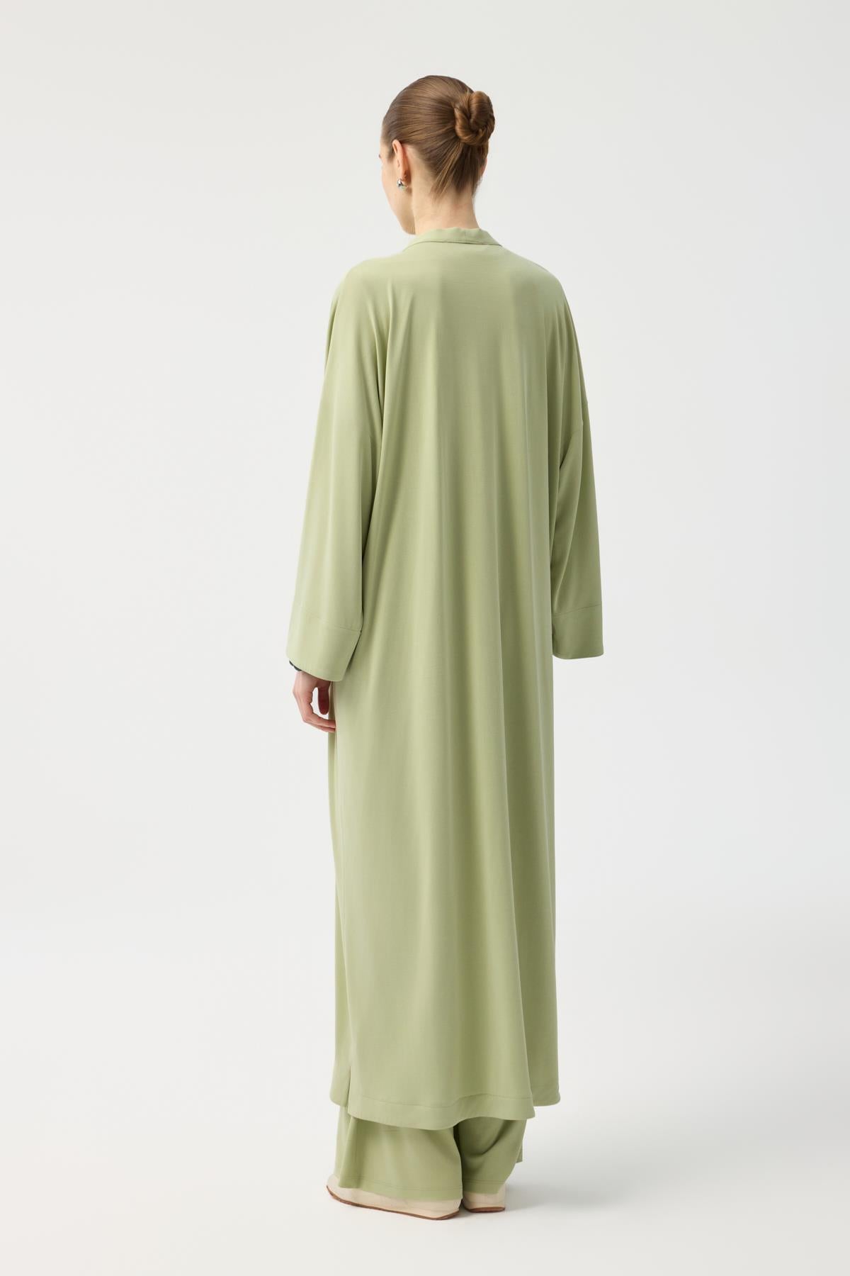 Modal Cupra Pantolon Bluz Abaya Takım Yeşil