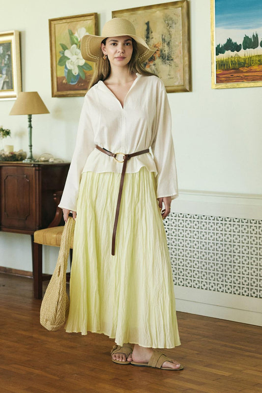 Piliseli Etek Limon Sarısı