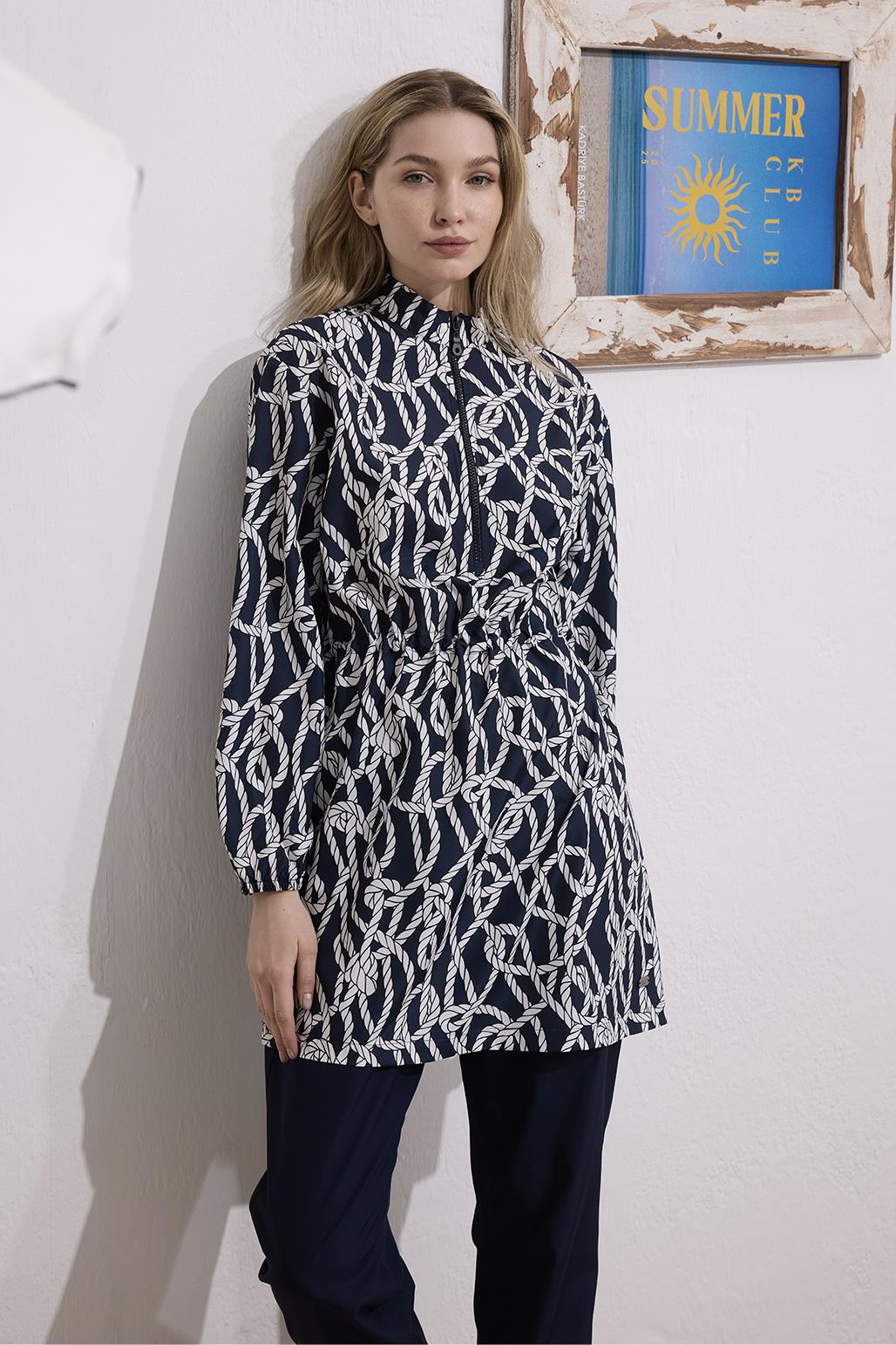 Beli Büzgülü Lacivert MAyo Takımı