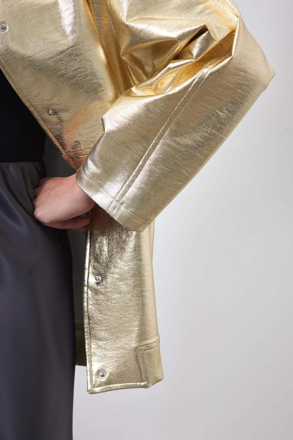 Parlak Bomber Ceket Gold