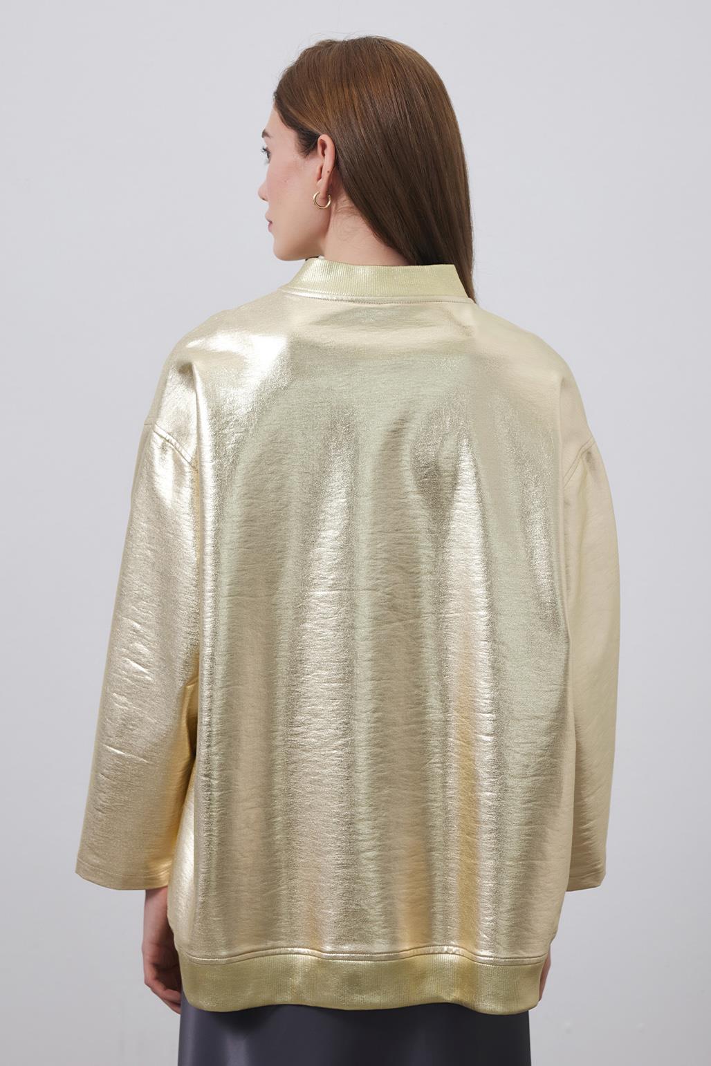 Parlak Bomber Ceket Gold