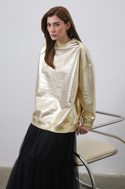 Parlak Basic Sweatshirt Gold