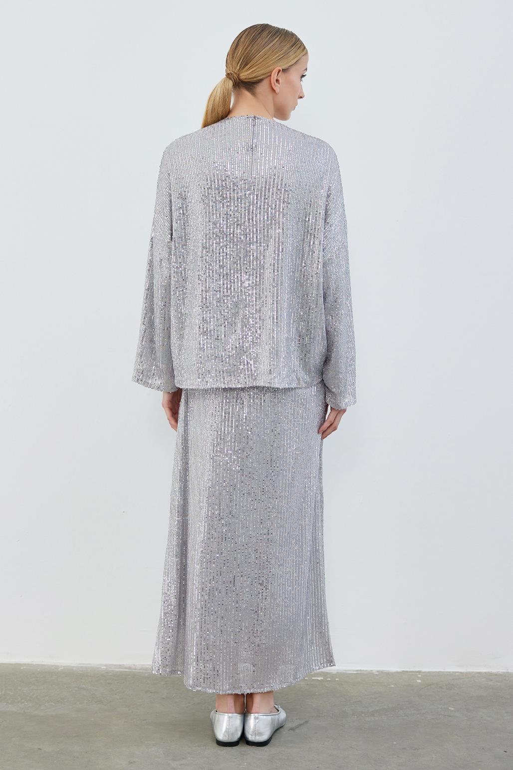 Payet İşlemeli Galia Tunik Silver