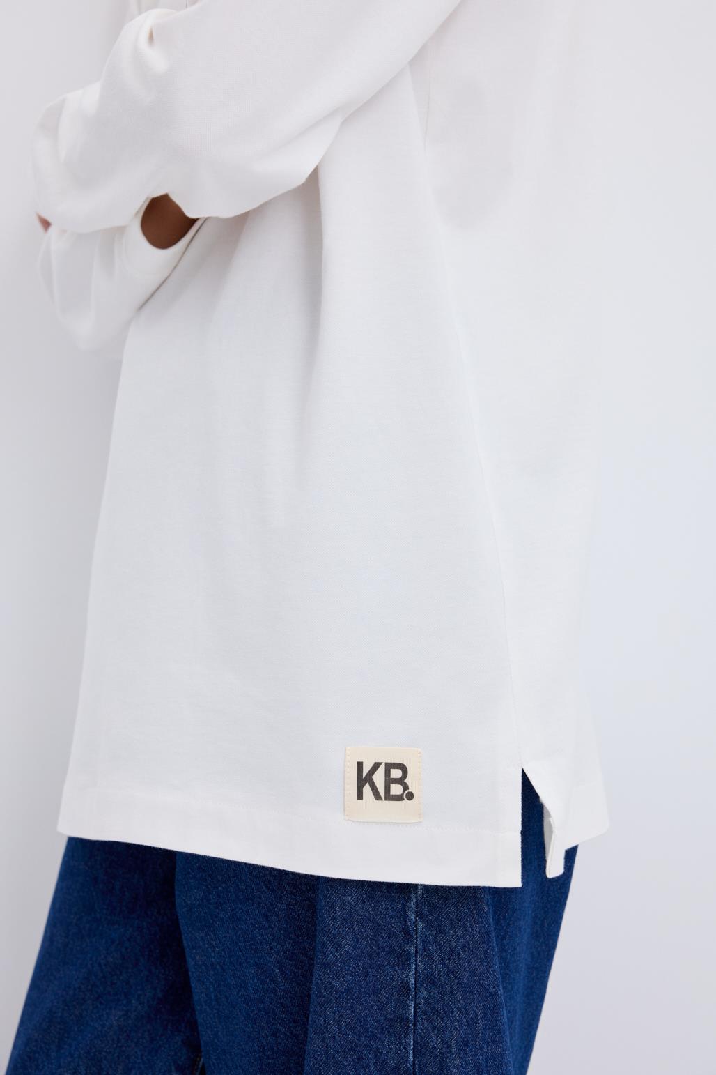 Polo Yaka Yandan Yırtmaçlı Sweatshirt Ekru