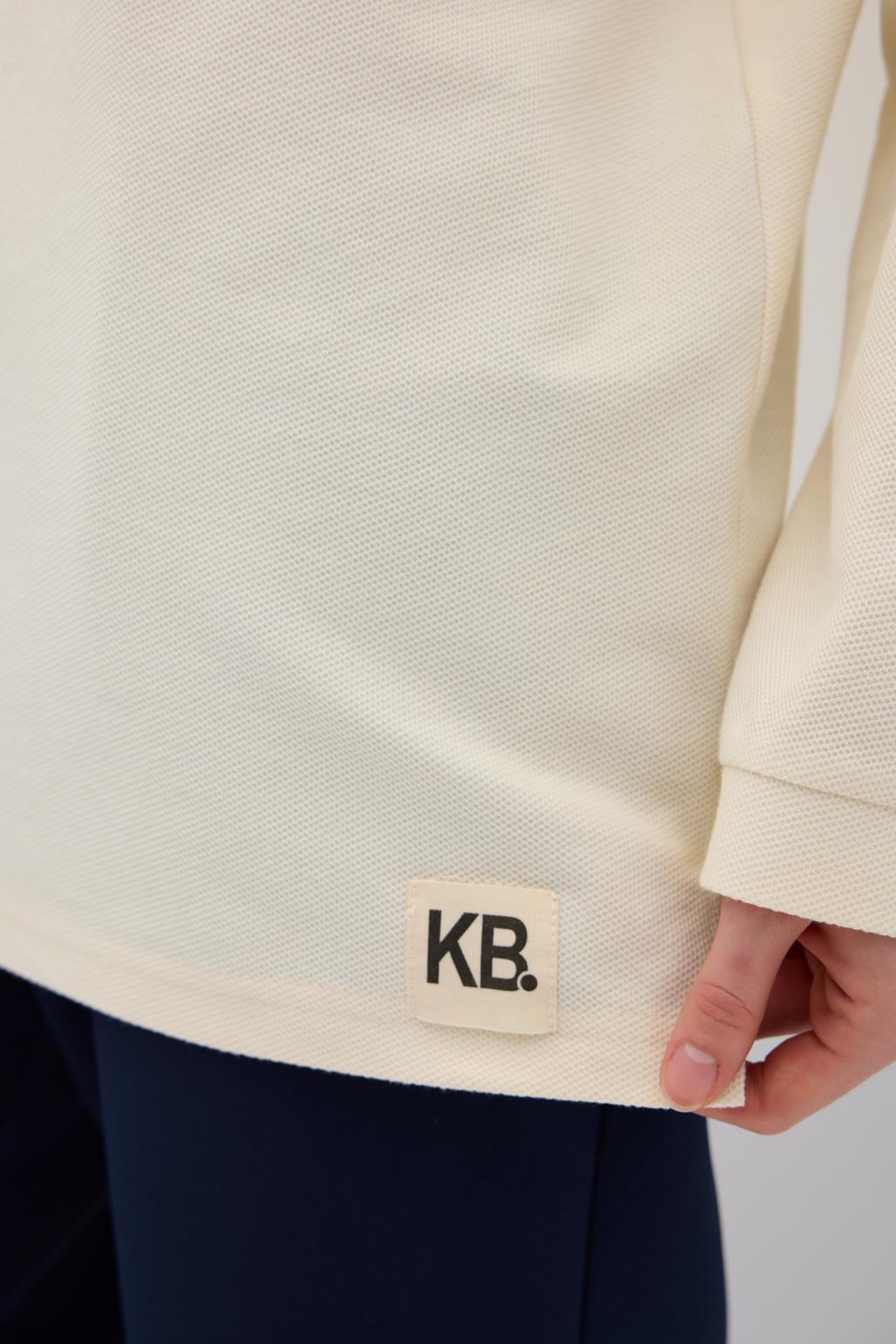 Polo Yaka Yandan Yırtmaçlı Sweatshirt Ekru