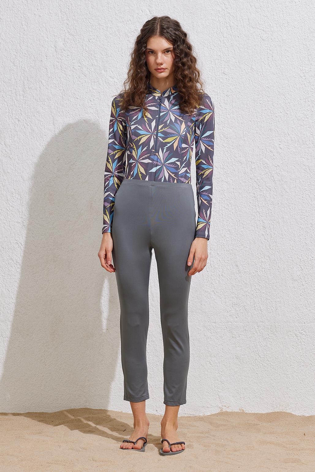 Tesettür Mayo Boru Paça Pantolon Gri