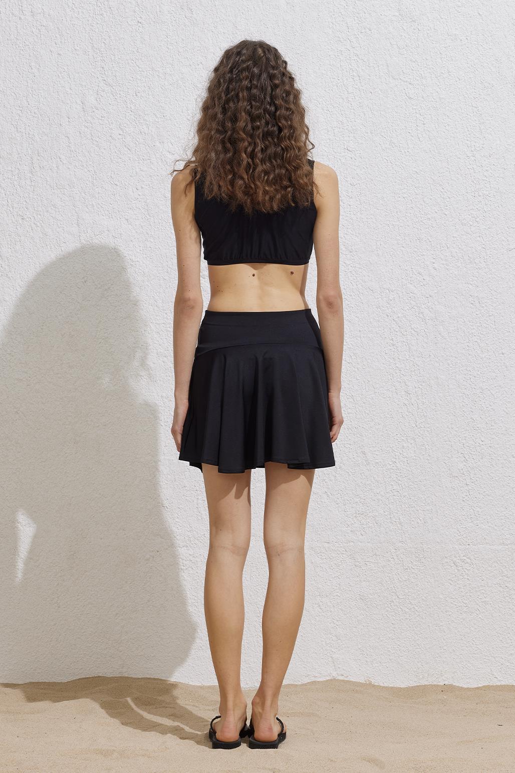 Tenisçi Etek Siyah Tesettür Mayo Kadın