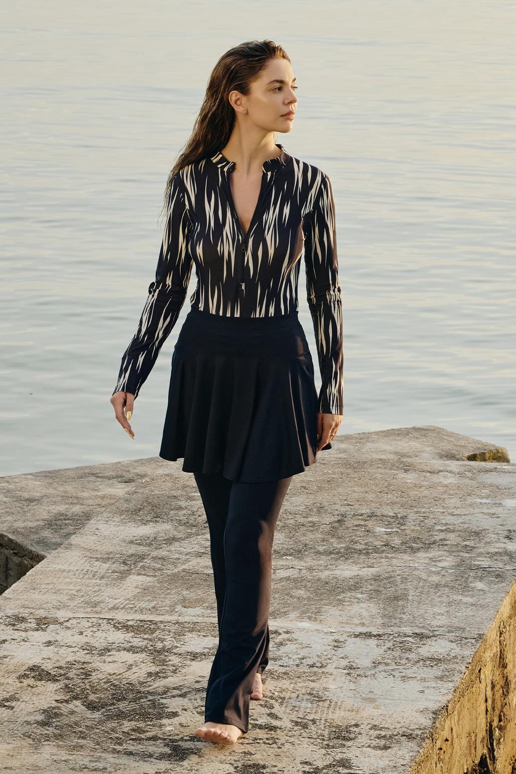 Kadın Siyah Tesettür Mayo Tenisçi Etek