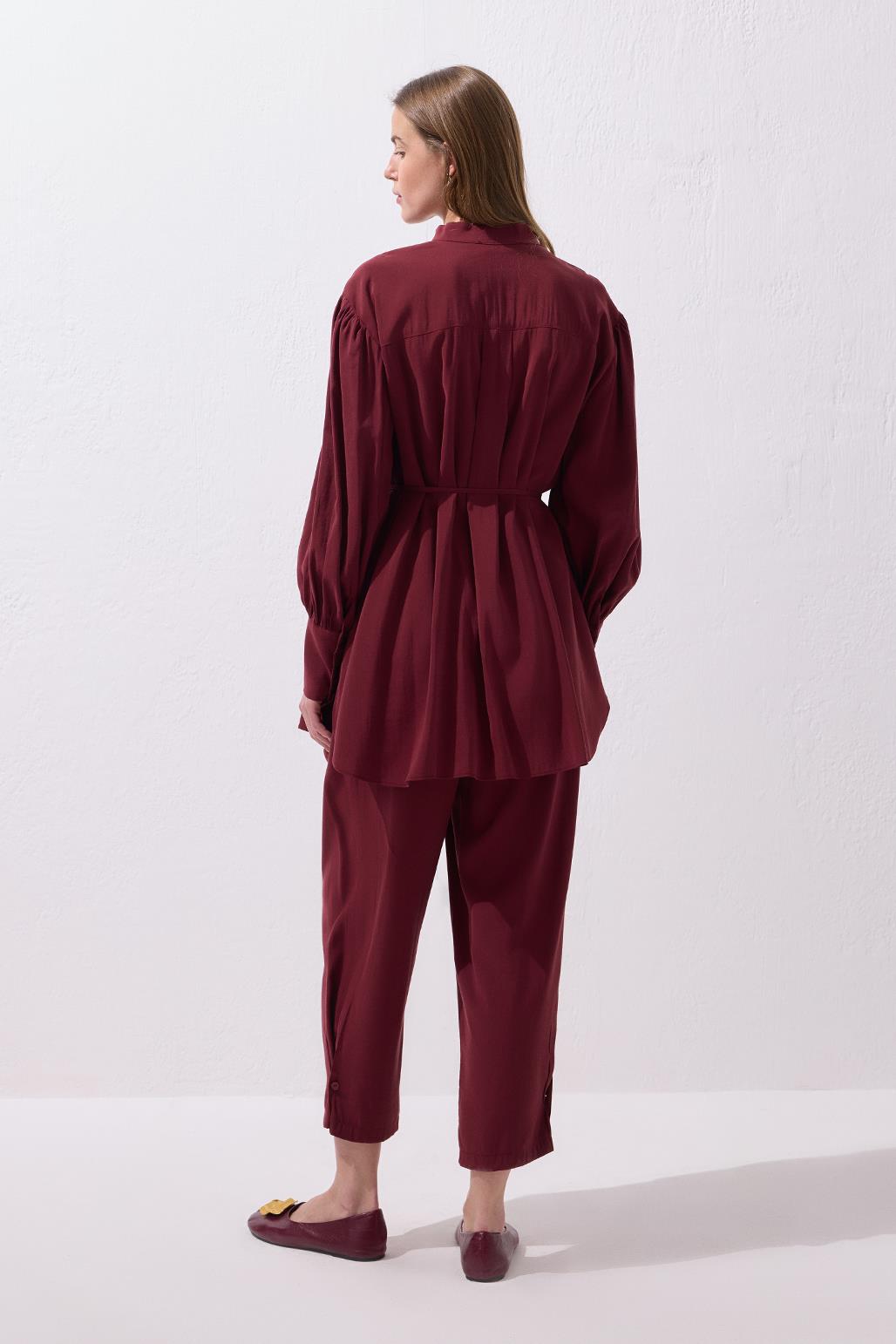 Tina Gömlek Pantolon Takım Bordo