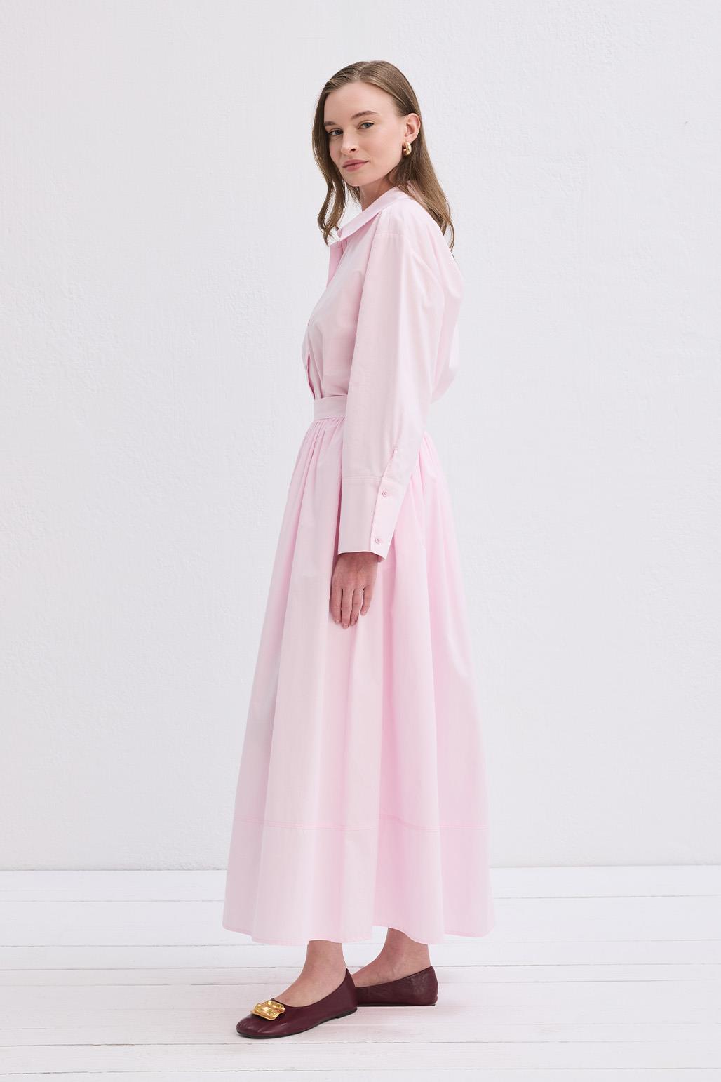Vera Büzgülü Etek Pembe