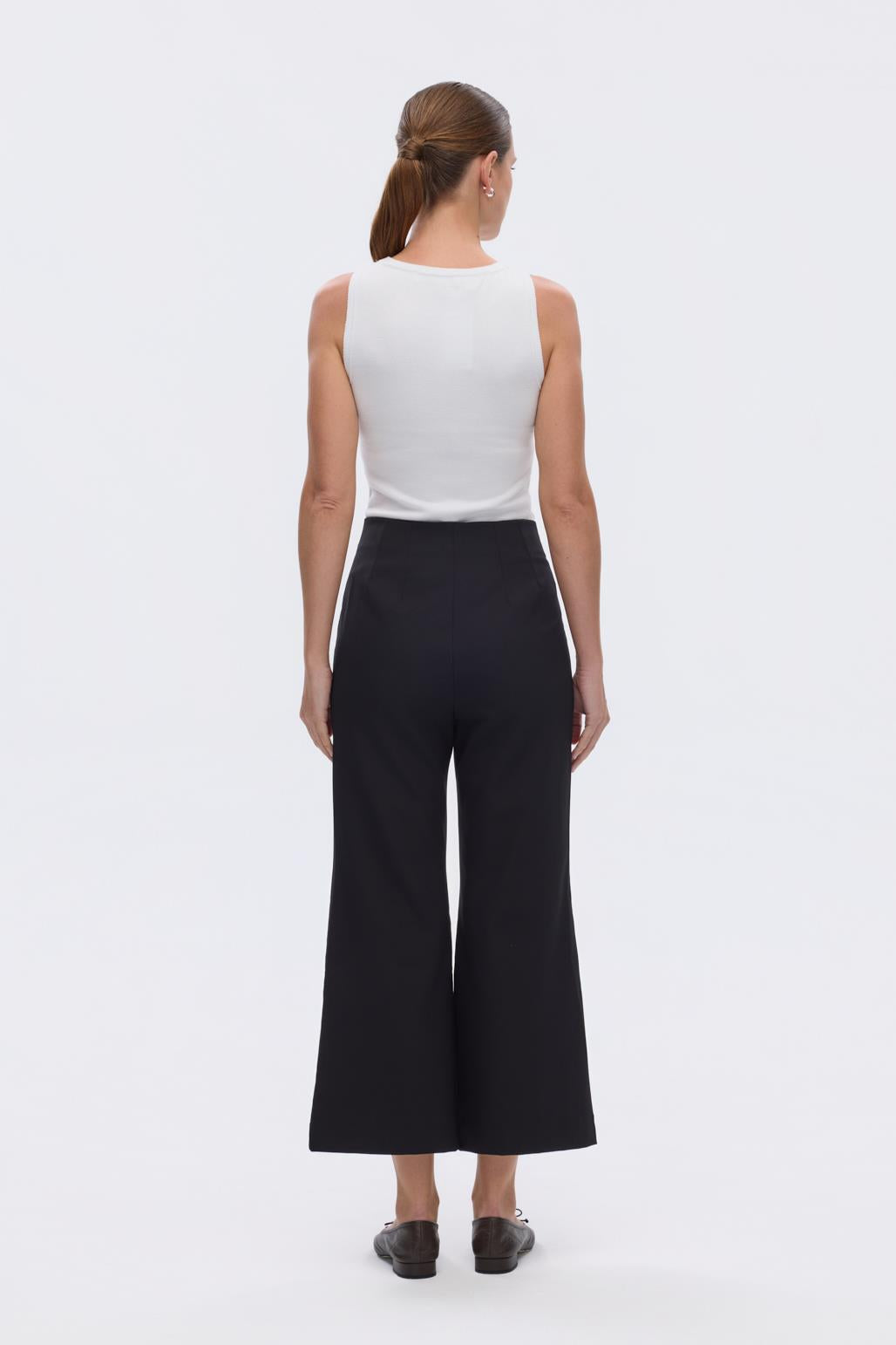 Yüksek Bel Fit Kesim Krep Pantolon Siyah