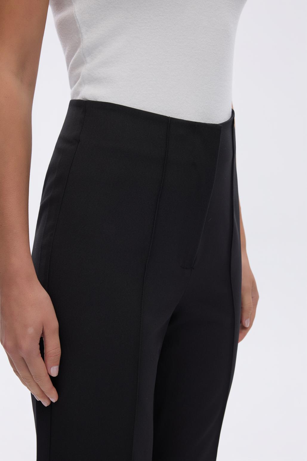 Yüksek Bel Fit Kesim Krep Pantolon Siyah