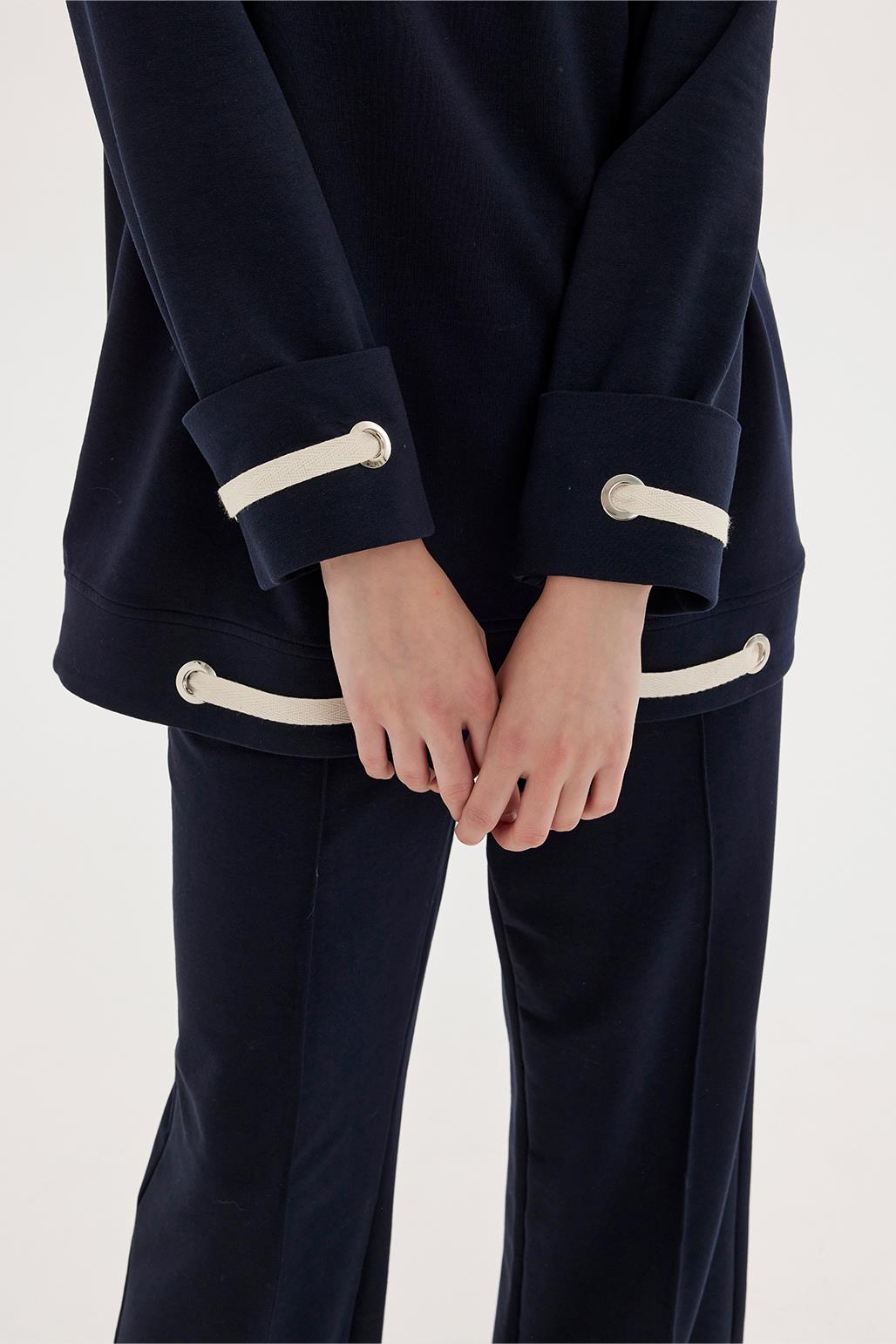 Bağcık Detaylı Tunik Pantolon Takım Lacivert