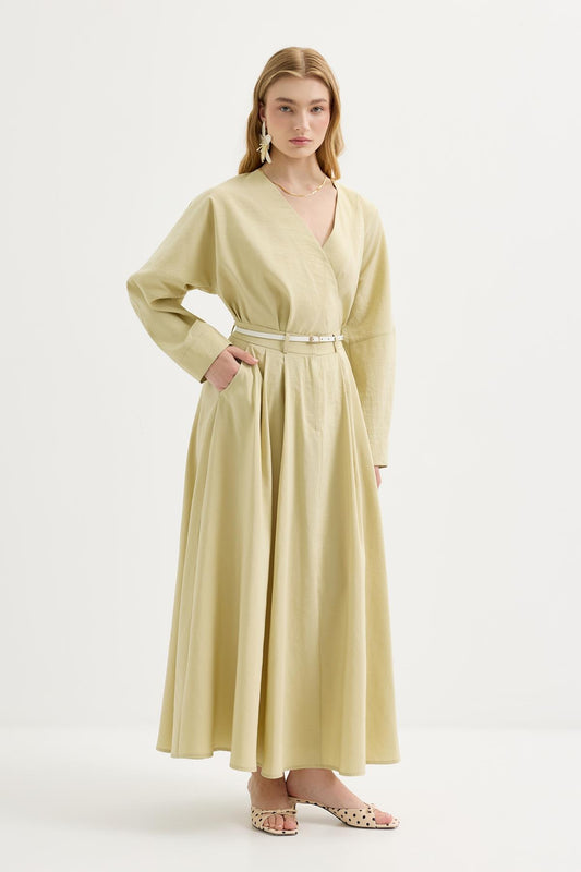 Bağlamalı Kimono Etek Takım Açık Yeşil