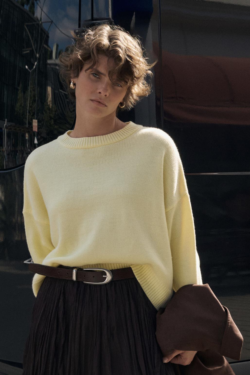 Basic Triko Kazak Sarı