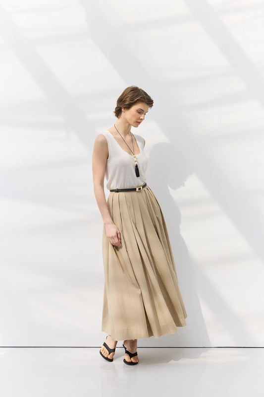 Beli Pileli Etek Bej