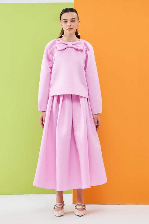Candy Fiyonklu Tafta Bluz Pembe