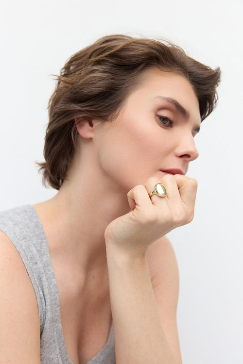 Crish Oval Ayarlanabilir Yüzük Gold