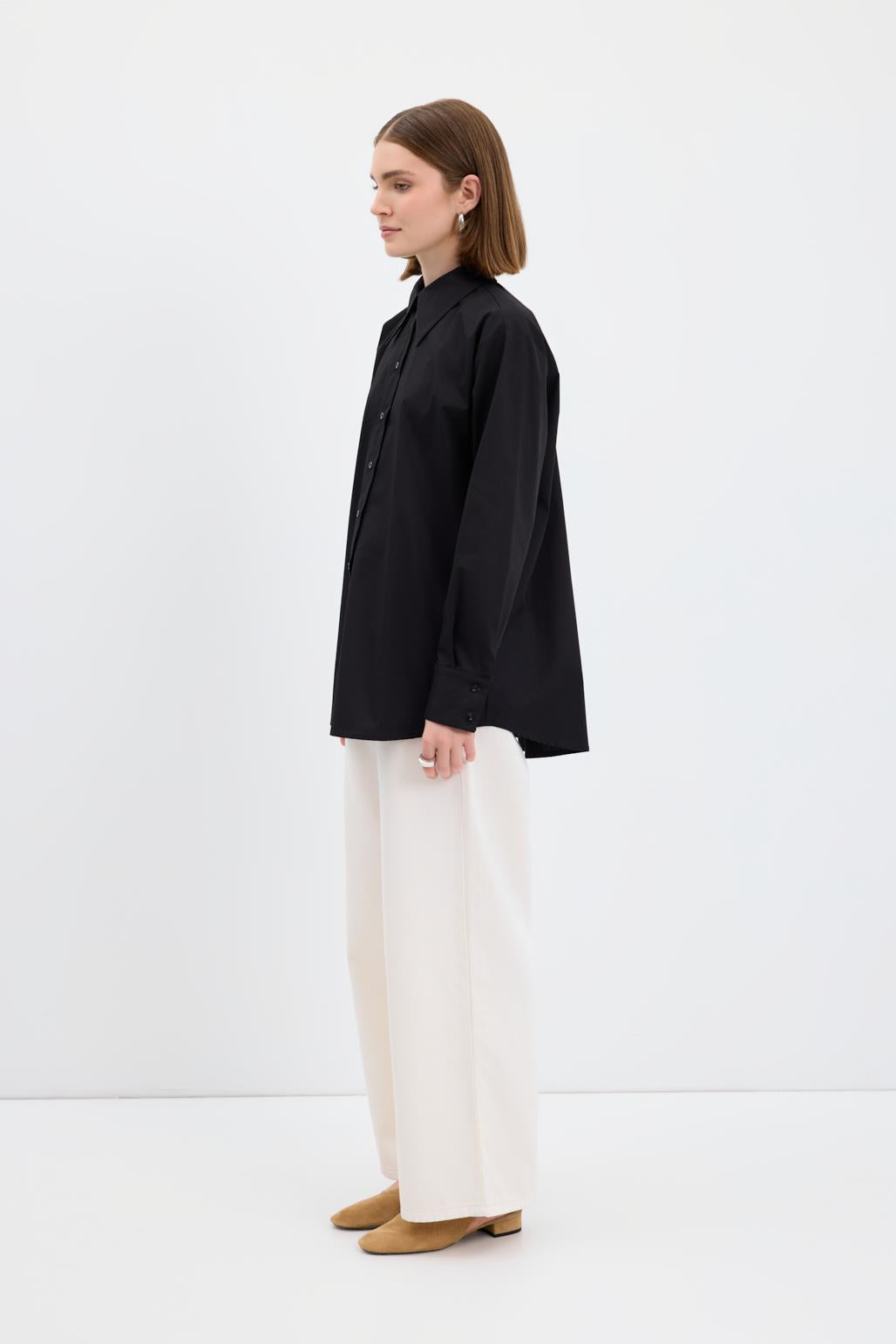 Cotton Basic Gömlek Siyah