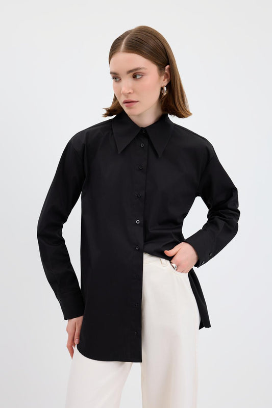 Cotton Basic Gömlek Siyah