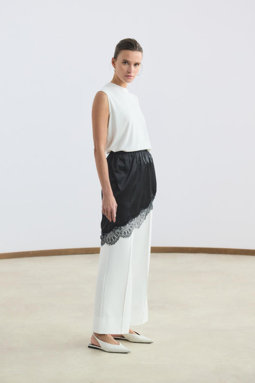 Dantel Şeritli Etek İçlik Siyah