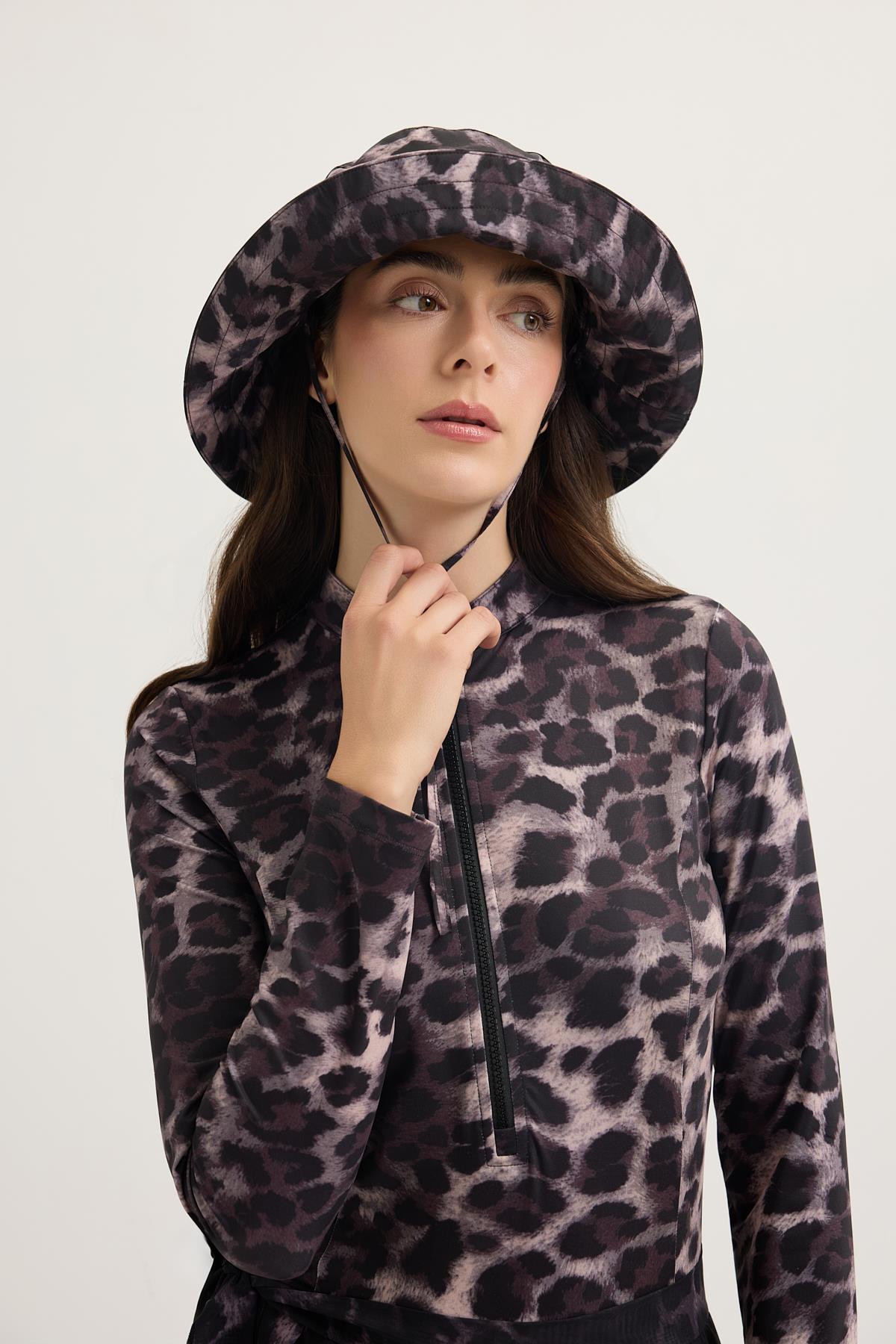 Desenli Bağlanabilir Bucket Şapka Leopar