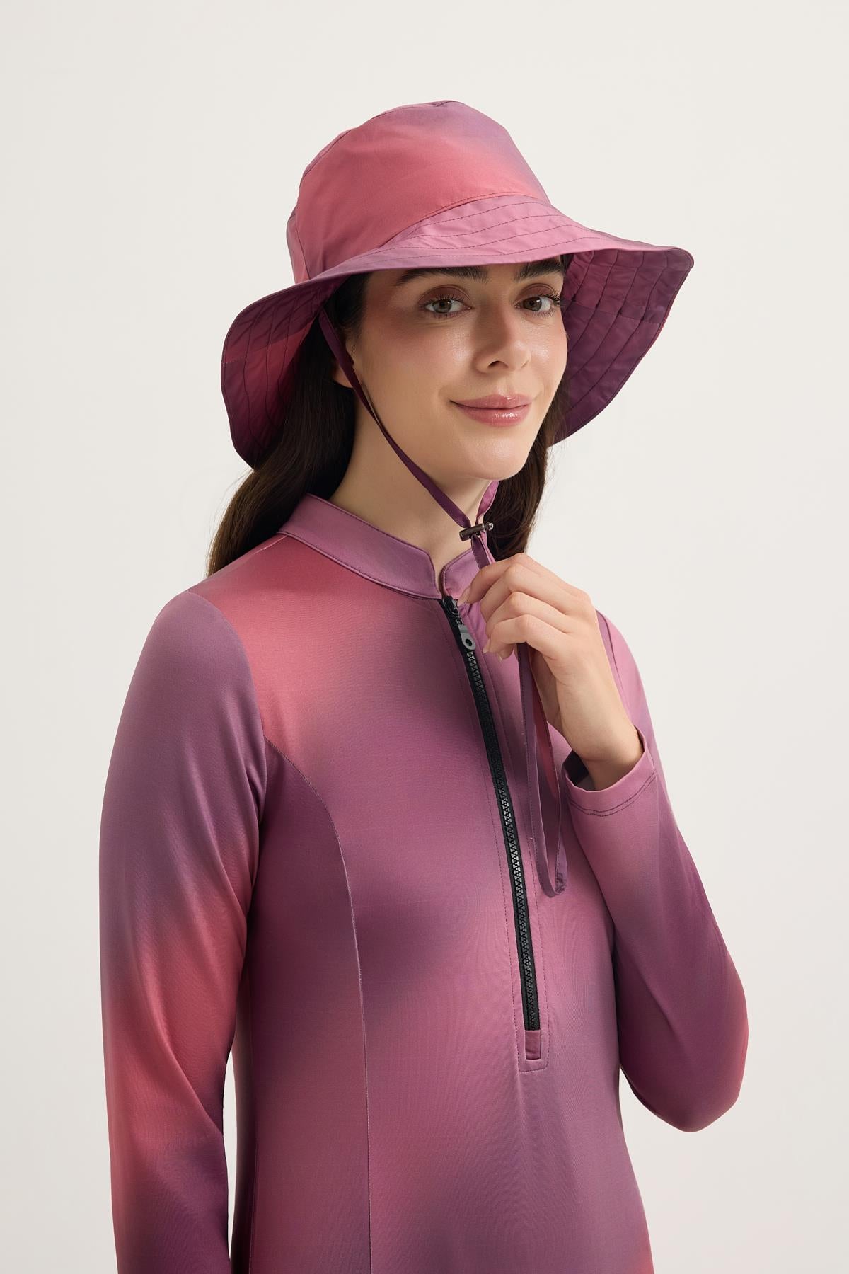 Desenli Bağlanabilir Bucket Şapka Mürdüm
