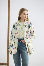 Desenli Klasik Yaka İnce Kapitone Ceket Sarı