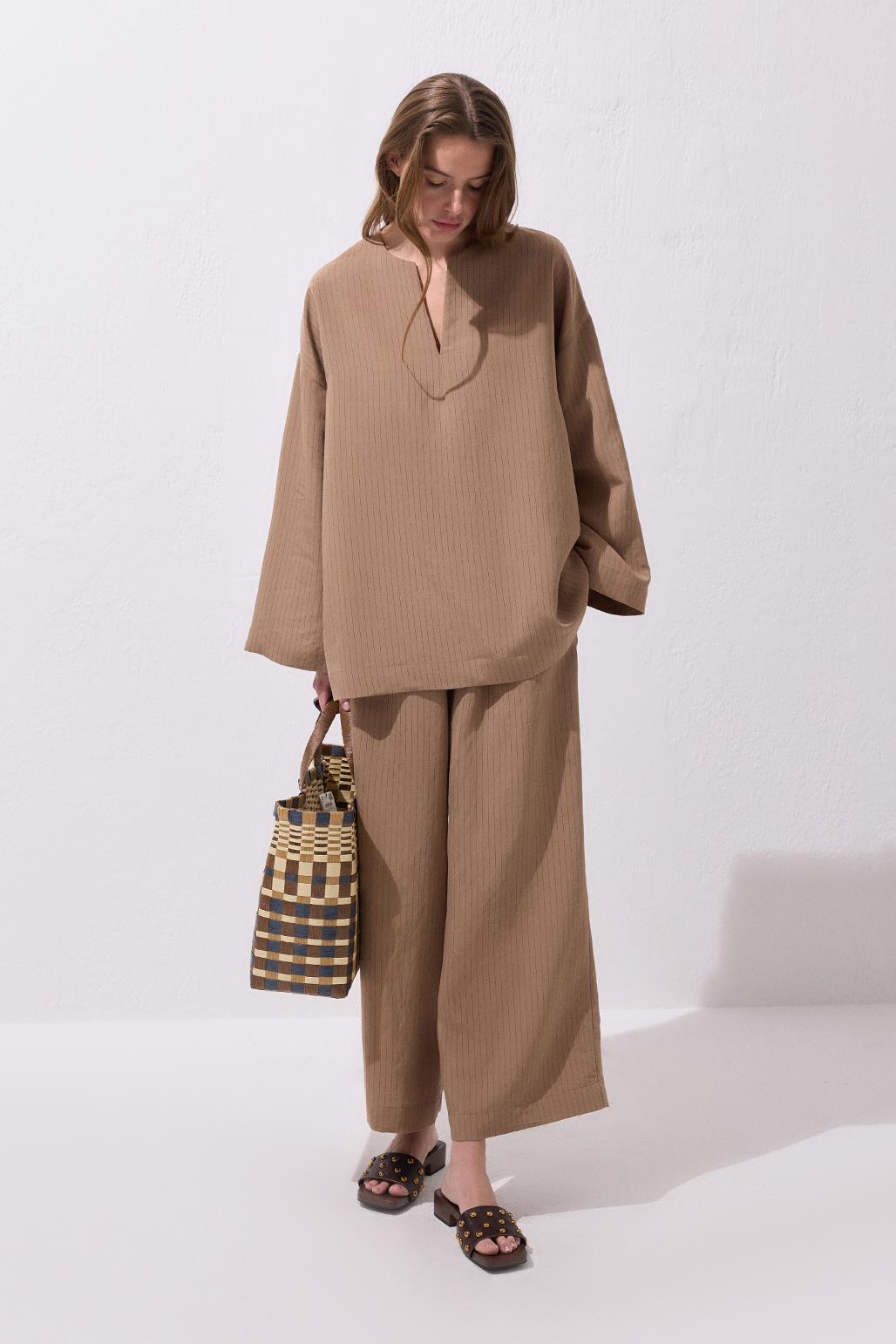 Dory Modal Bluz Pantolon Takım Camel