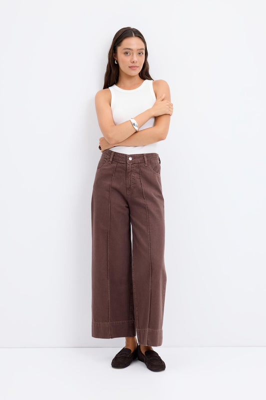 Double Paça Gabardin Pantolon Kahve