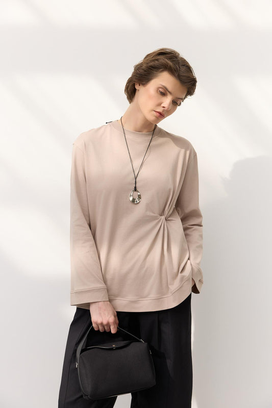 Düğüm Detaylı T-Shirt Taş